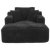 Modern Corduroy Chaise Lounge Sofa Bed With Removable Pillows, Upholstered Sleeper Sofa - Black - Image 14