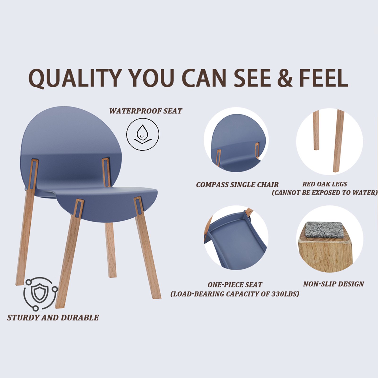 4 Piece Set Of Single Chairs With Table - Grey / Blue / White - Image 13