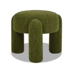 Hugo - Round Fully Upholstered Ottoman - Moss Green
