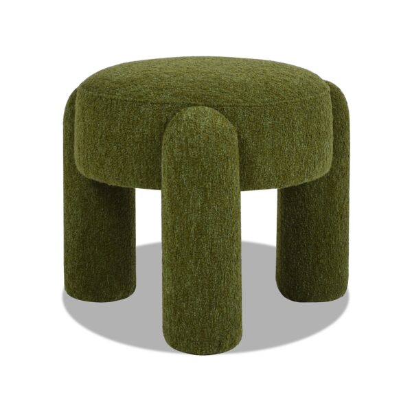 Hugo - Round Fully Upholstered Ottoman - Moss Green