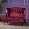 Nurturing - Upholstered Loveseat With Wing Back And Diamond Tufting - Wine Red - Image 4