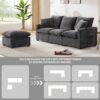 Modern, Modular Sofa, 4 Seat Chenille Sectional Couch Set With 2 Pillows Included, Freely Combinable Indoor Funiture - Black / Gray - Image 18