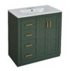 Bathroom Vanity With Ceramic Sink Combo, Frame Bathroom Storage Cabinet, Freestanding Vanity Set With 3 Drawers & Soft Closing Doors - Green - Image 10