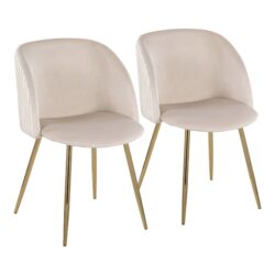 Fran - Pleated Contemporary Chair (Set of 2) - Gold / Pleated White