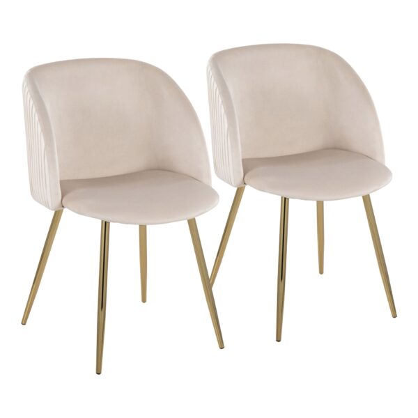 Fran - Pleated Contemporary Chair (Set of 2) - Gold / Pleated White