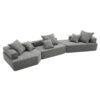 Oversized Modular Sectional Sofa, Luxury Boucle Floor Couch Set, Convertible Sleeper Couch, Spacious Foam-Filled Sofa Bed, 3 Piece Free Combination - Gray - Image 3