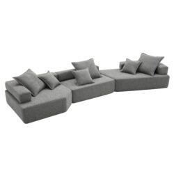 Oversized Modular Sectional Sofa, Luxury Boucle Floor Couch Set, Convertible Sleeper Couch, Spacious Foam-Filled Sofa Bed, 3 Piece Free Combination - Gray