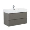 Alice - 36" Bathroom Vanity With Sink, Large Storage Wall Mounted Floating Bathroom Vanity For Modern Bathroom, One-Piece Sink Basin Without Drain And Faucet - Gray / White - Image 7