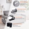 Pull Out Sleep Sofa Bed Loveseats Sofa Couch With Adjsutable Backrest, Storage Pockets, 2 Soft Pillows, USB Ports For Living Room, Bedroom, Apartment, Office - Gray - Image 6