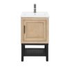 Modern Freestanding Bathroom Vanity With Ceramic Sink, Hot And Cold Faucet, 1 Door Cabinet & Open Iron Shelf, Magnesium Oxide And Iron Frame - Natural - Image 8