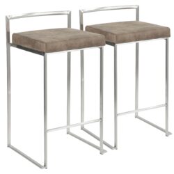 Fuji - Contemporary Stackable Counter Stool (Set of 2) - Brown