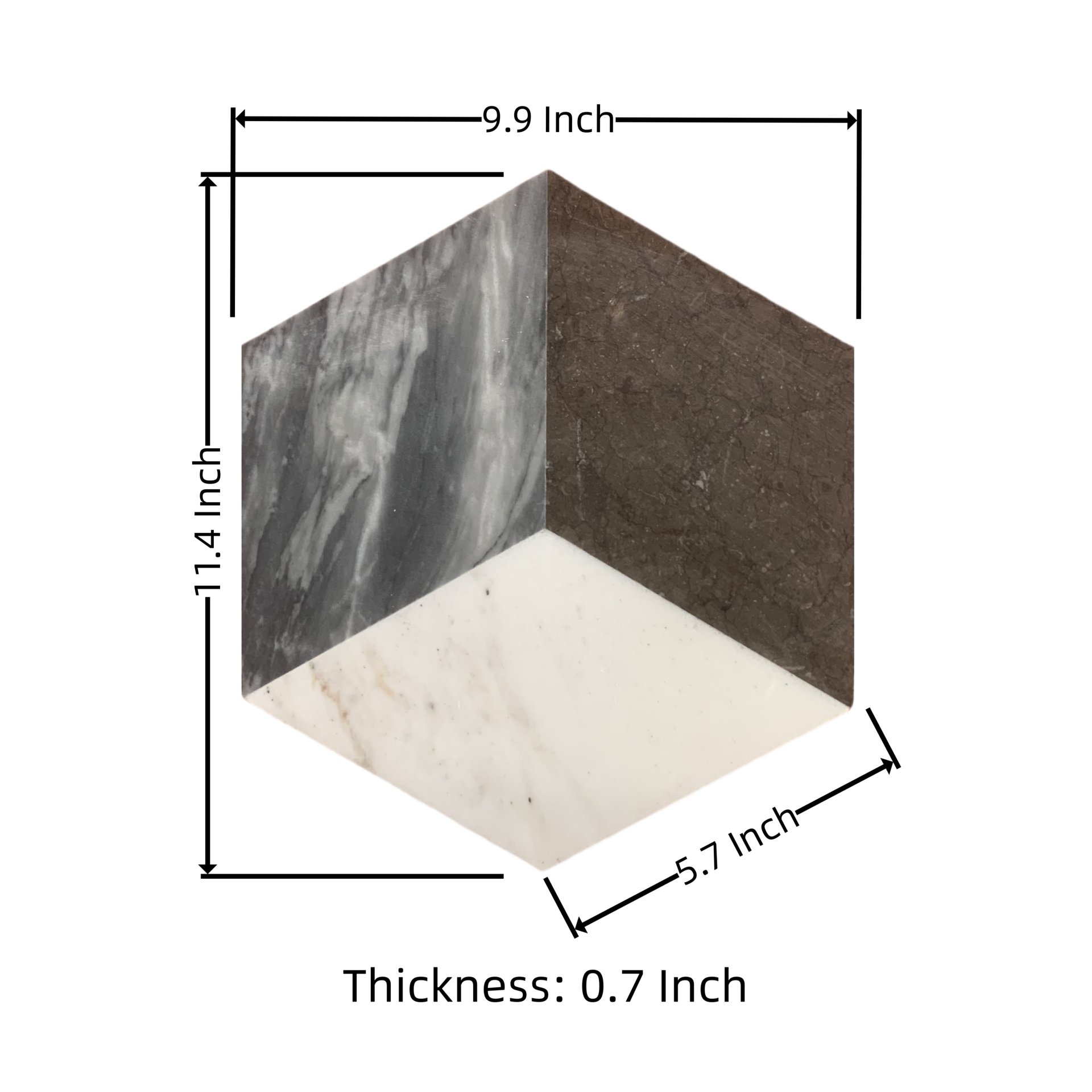Hexagon Waterjet Marble 3 Color Marble For Floor And Wall Polished Marble Tile Stone (Set of 12) - Black / Gray / White / Black / White / Gray - Image 3