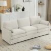 Cozy Upholstered 3 Seater Sofa Oversized Comfy Cloud Sofa Double Cushion 3 Seater Sofa Plush Cushion Sofa Couch For Living Room - Beige - Image 2