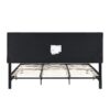 King Size Upholstered Platform Bed Frame With Linen Fabric Headboard, No Box Spring Needed, Wood Slat Support - Black - Image 8