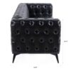 Square Arm Removable Cushion 3 Seater Sofa - Black - Image 12