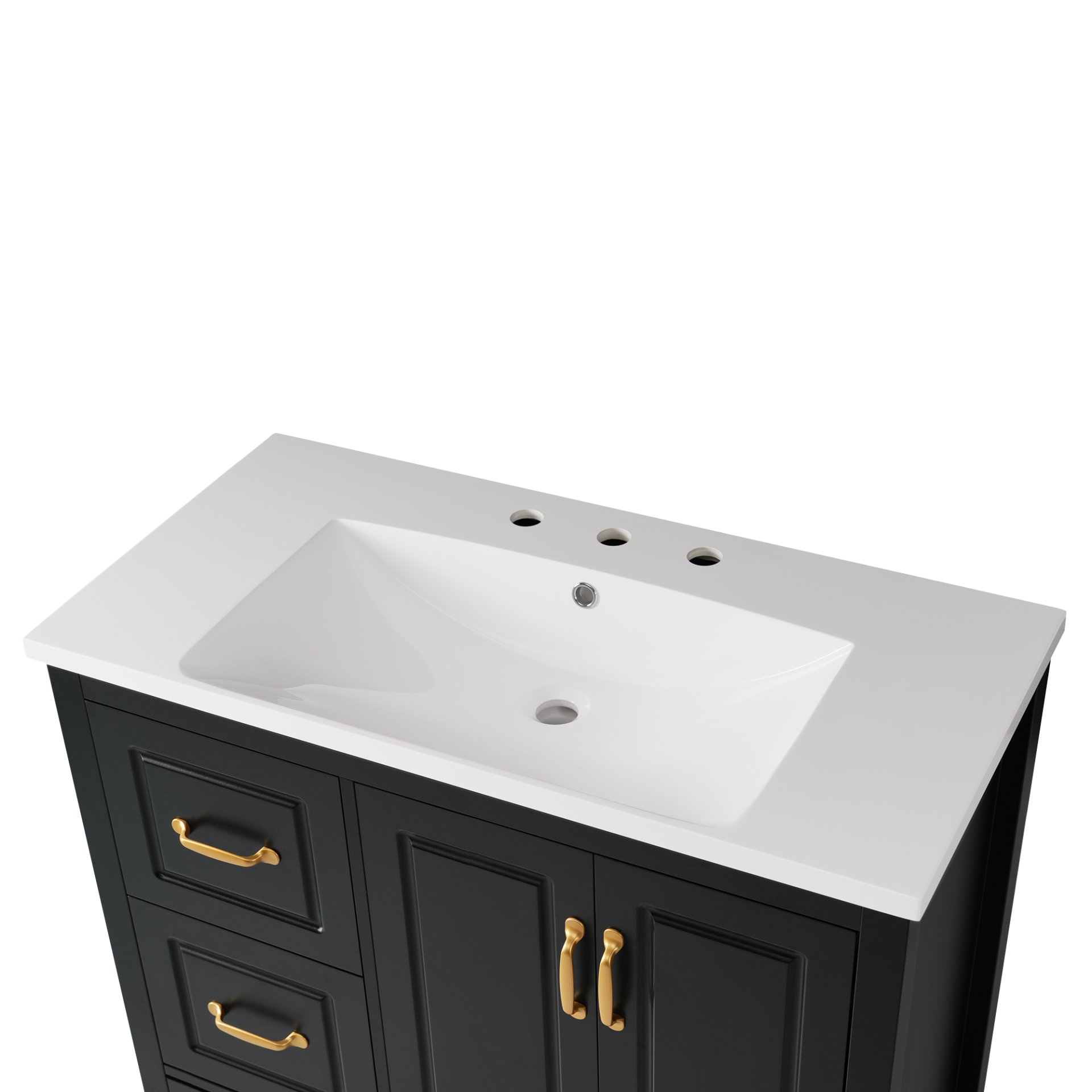 Bathroom Vanity With Sink, Soft Closing Doors & Drawers, Metal Handles - Black - Image 22