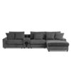 Sectional With Bluetooth Speakers L Shaped Couch With Console USB Charger, Cup Holders Storage Ottoman Deep And Wide Seat Cloud Sofa - Dark Gray - Image 25