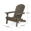 Zenithia - Outdoor Foldable Adirondack Chair With 2 Cup Holders - Gray - Image 3