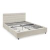 Modern Queen Size Cushioned Bed Frame With Headboard And Storage Drawers Foam Upholstery - Beige - Image 12