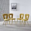 Modern Chair With Iron Tube Legs, Soft Cushions And Comfortable Backrest, Suitable For Dining Room, Living Room, Cafe, Hairball Back (Set of 4) - Yellow / Gold - Image 5