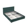 Modern Queen Size Cushioned Bed Frame With Headboard And Drawers And Velvet - Blue / Green - Image 12