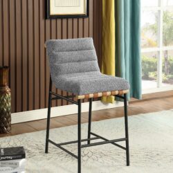 Lahni - Boucle Fabric Counter Height Chair - Gray