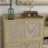 Natural Bohemia Style Shoe Cabinet, Shoe Rack Cabinet With 3 Rattan Flip Drawers, 3 Square Shelves And 1 Storage Drawer, Shoe Organizer With Mulit Storage Space And Hooks For Hallway, Entryway - Natural - Image 16