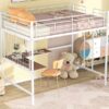 Full Loft Bed With Desk And Grid - White - Image 16