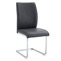 Luxury Simple Arch Chair (Set of 2) Dark High Resilience Dining Chair With Metal LegsMaterial - Dark Gray / Silver