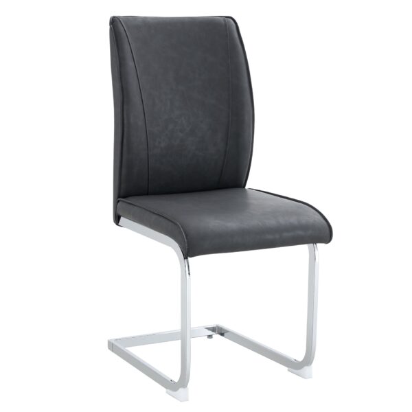 Luxury Simple Arch Chair (Set of 2) Dark High Resilience Dining Chair With Metal LegsMaterial - Dark Gray / Silver