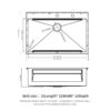 33" Drop In Kitchen Sink Single Bowl 16 Gauge Stainless Steel Ledge Workstation - Black - Image 3