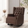 Amedou - Contemporary Tufted Wingback Rocking Chair - Dark Brown - Image 4