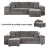 Modern L-Shape 3 Seat Reversible Sectional Couch, Pull Out Sleeper Sofa With Storage Chaise And 2 Stools For Living Room Furniture Set - Knox Charcoal - Image 3