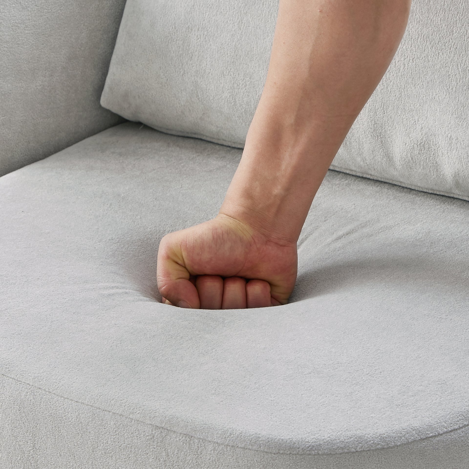 Modern 360° Swivel Accent Barrel Armchair Chenille, Upholstered With Curved Design For Living Room, Bedroom, Office, And Hotel - Gray - Image 20