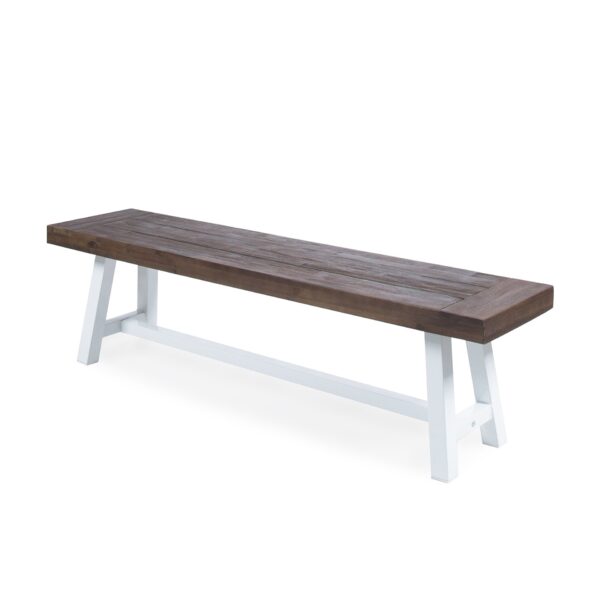 Tranquilizer - Outdoor Acacia Wood Bench With Slat Panel Design - Dark Brown / White