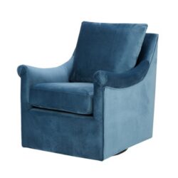 Swivel Chair With Curved Arms And Straight Back - Blue