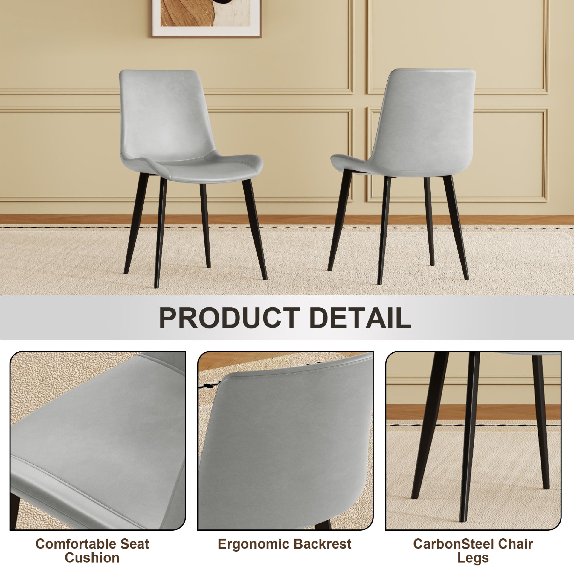 Dining Chair With Floral Seats And Carbon Steel Legs (Set of 4) - Gray - Image 7