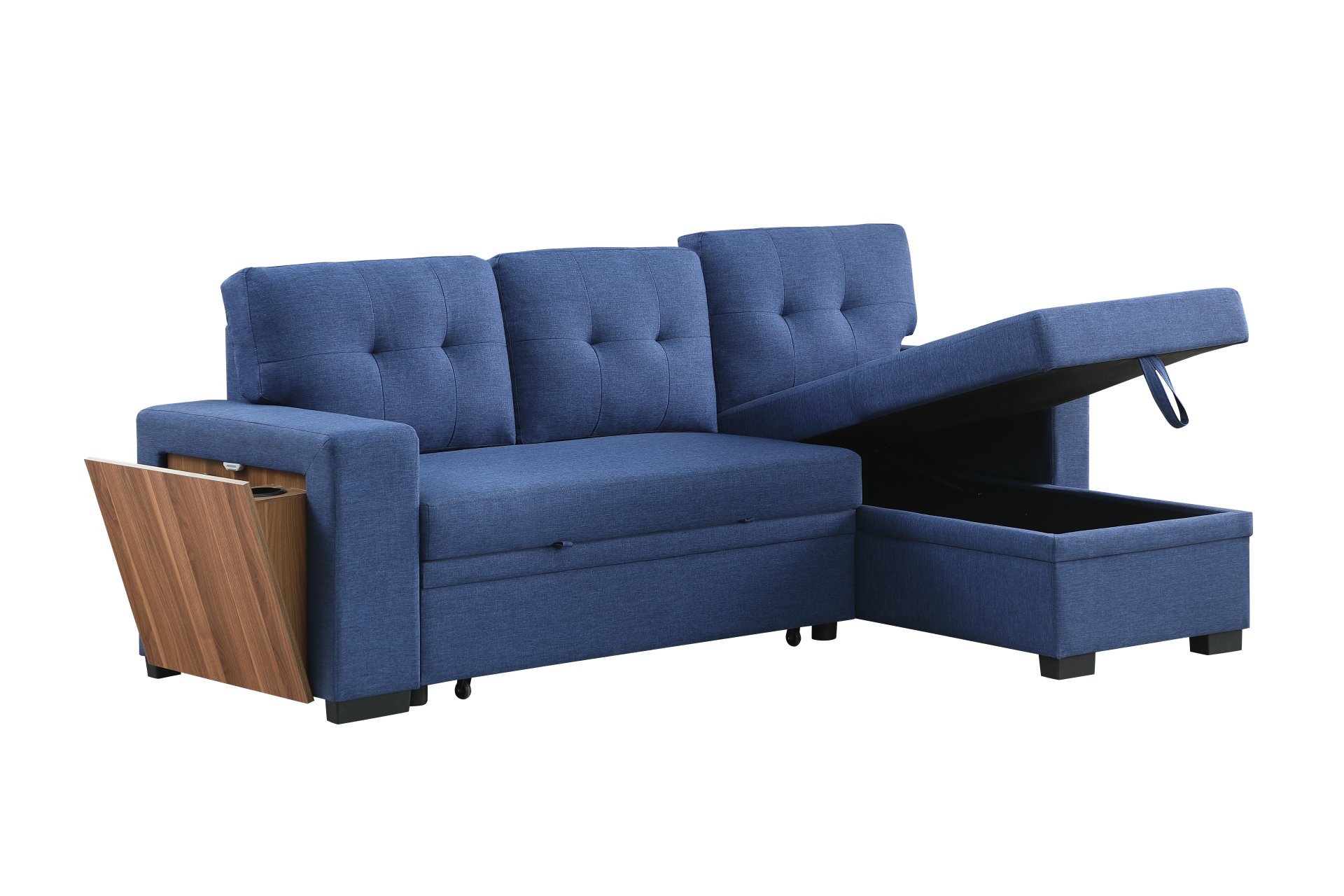 3 Piece Upholstered Sleeper Sofa - Blue - Image 14