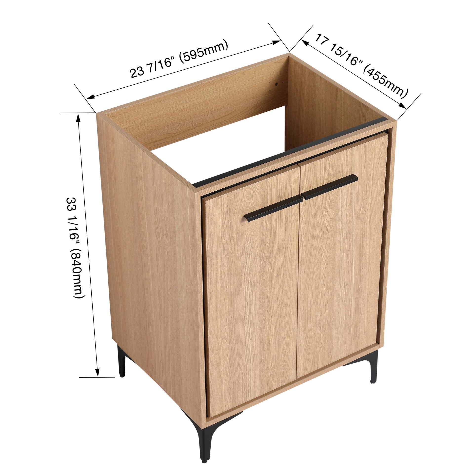 Modern Bathroom Vanity Cabinet With Soft Closing Doors - Oak - Image 3