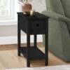 Accent End Table, 2 Tier, Storage Drawer, Versatile Use - Black - Image 10