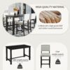 5 Piece Counter Height Dining Set, Classic Elegant Table And 4 Chairs - Espresso / Beige - Image 6