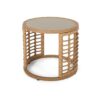 Outdoor Side Table With Tempered Glass Top And Rattan Wicker Cover - Light Brown - Image 4