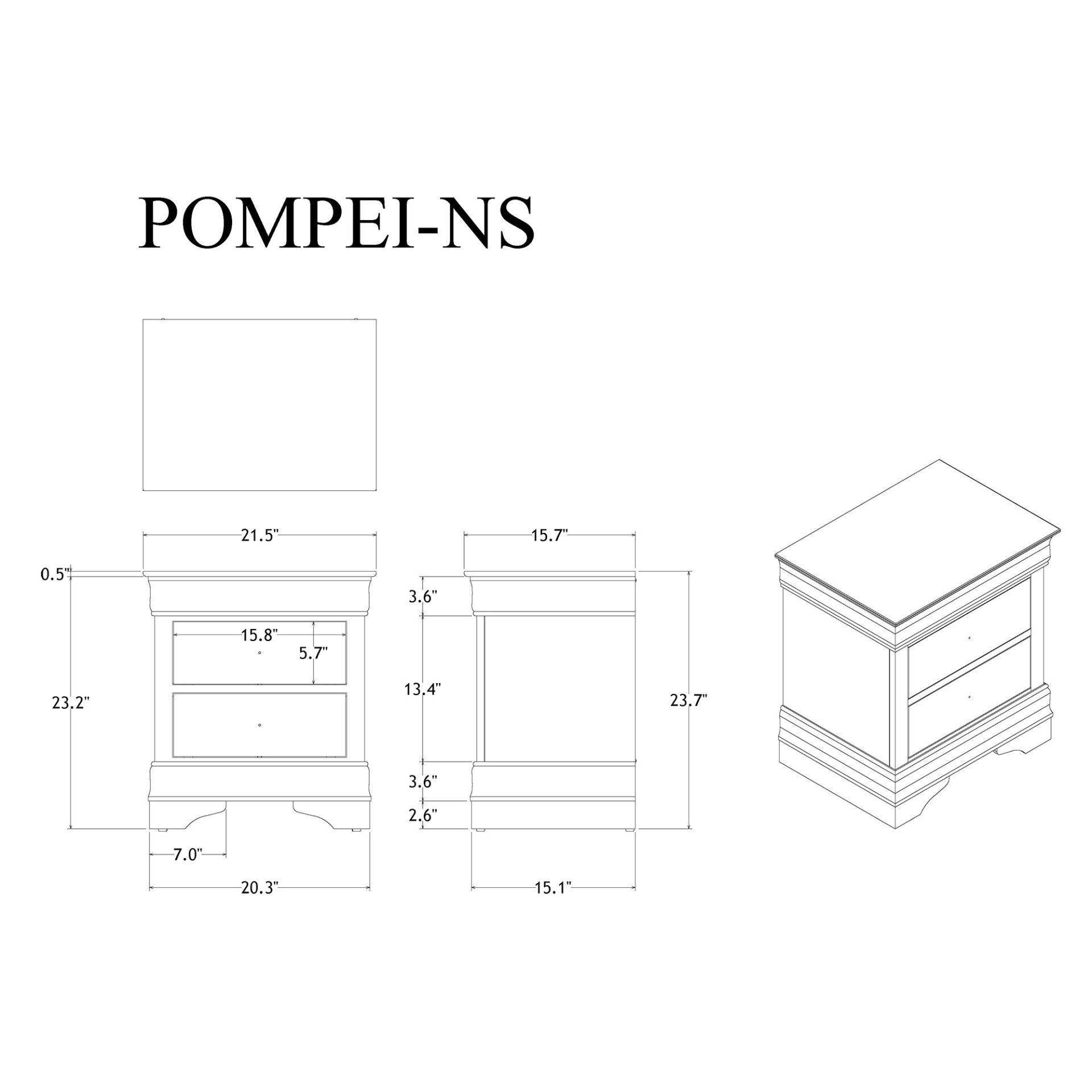 Shaker - Crocodile Metallic Nightstand - White - Image 3