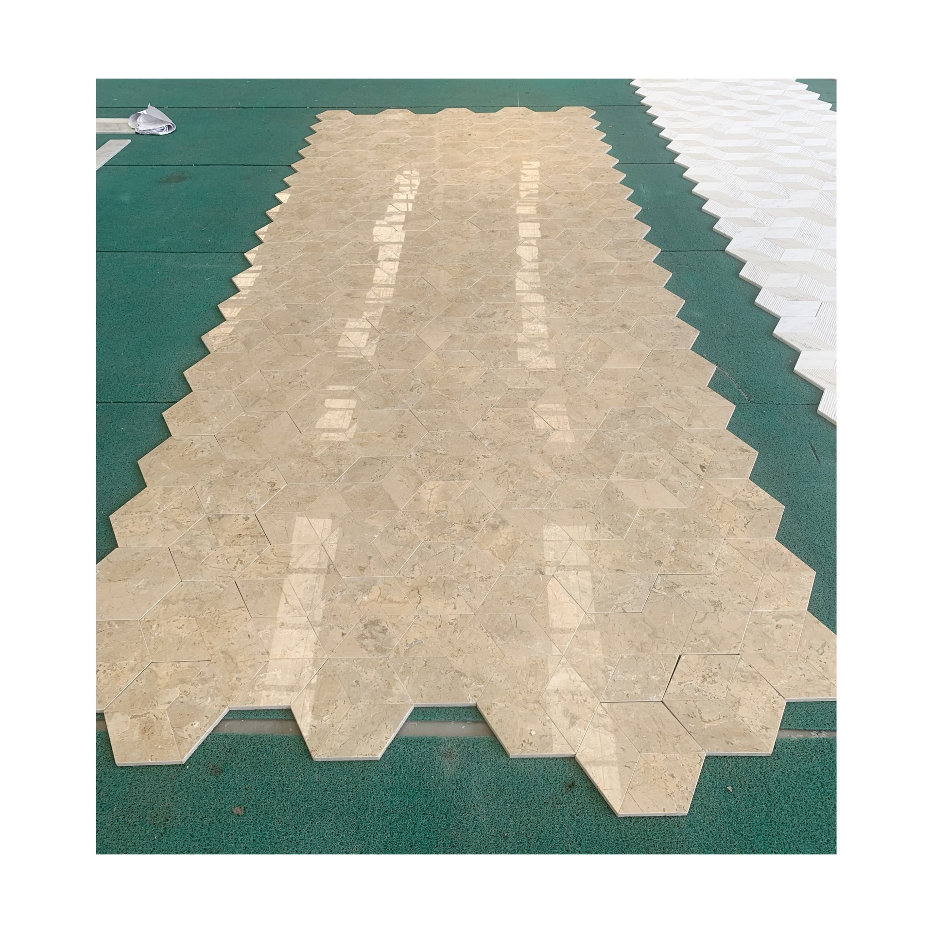 Hexagon Marble Polished Tile For Wall And Floor - Beige / Gold - Image 7