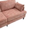 Modern Chenille 2 Seater Sofa With LED Light, USB Port, And Storage Bag - Pink - Image 25