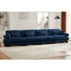 Super Comfort Oversized Modular Velvet Sectional Sofa Couch With Movable Ottoman And Bolstered Armrests - Blue - Image 5