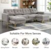Convertible Sectional Sofa Couch With Movable Ottoman - Light Gray - Image 7