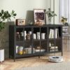 Modern Heavy Duty Metal Sideboard Buffet Cabinet With Storage, Adjustable Feet, Glass Doors, Steel - Black - Image 4