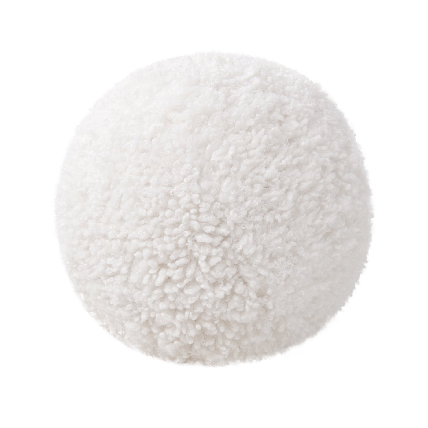 Ayla - Round Sphere Accent Ball Throw Pillow - Curly White - Image 4