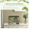 Pawhut - 14 Gallon Reptile Glass Terrarium Tank With Decor Kit Breeding Box Full View With Visually Appealing Sliding Screen Top For Lizards Frogs Snakes Spiders - Black - Image 8